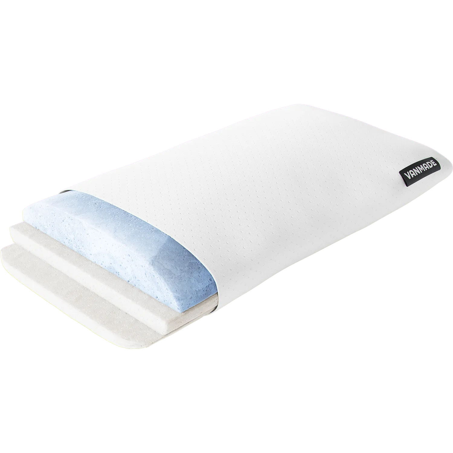 Vanmade Nackenkissen, Hoehenverstellbar, mit weissem Bezug